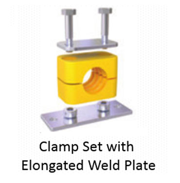 Clamp Set with Elongated Weld Plate - LMC Hydraulic Tube Clamps