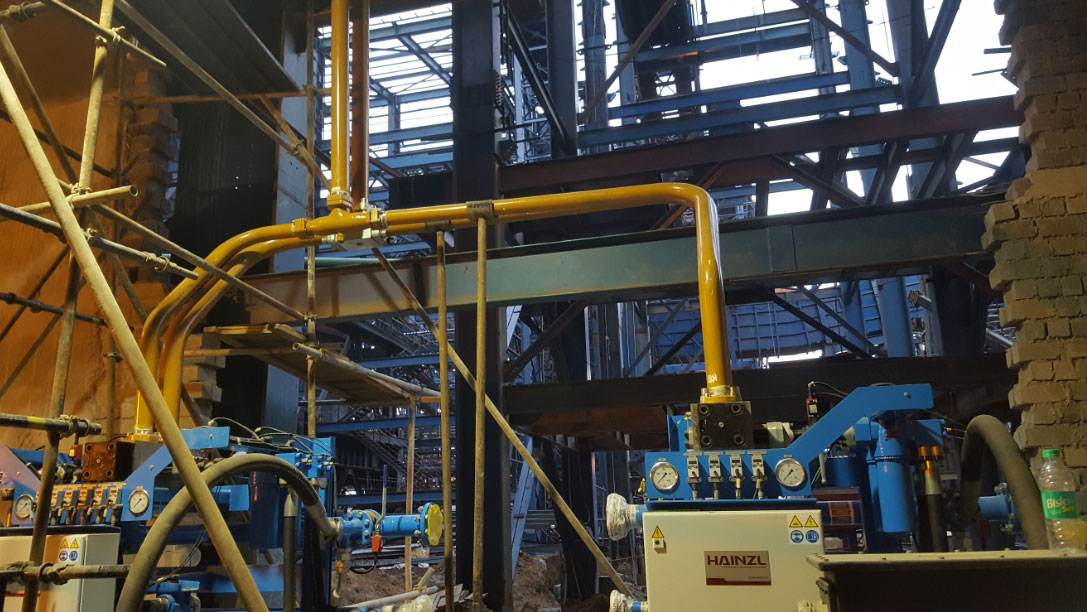 Hardlines mounted on the Hainzl HPU's - Hydraulic Piping for Sinter Plant Granulator - Orissa