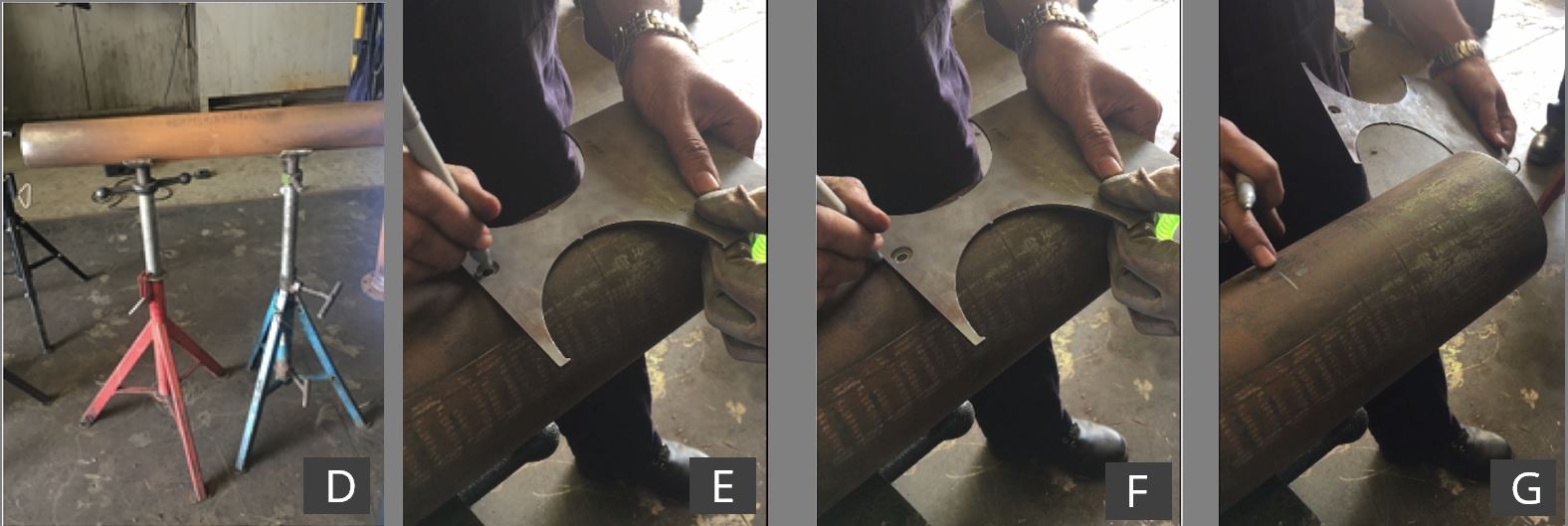 Marking on the pipe end surface to inorder to insert the pipe